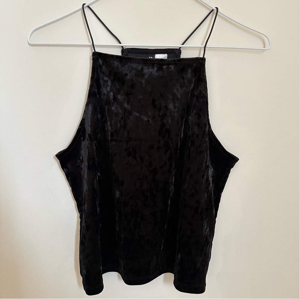 H&M Black Velour Camisole Top